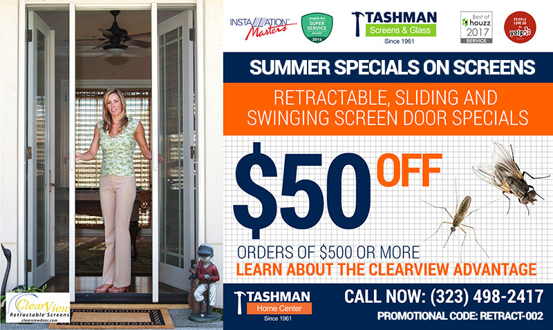 Tashmans Specials on Clear View Retractable Screen Doors