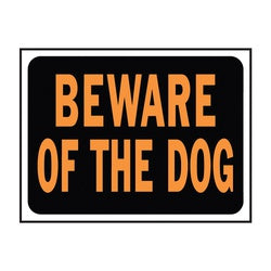 HY KO Hy Glo Series 3002 Identification Sign Rectangular BEWARE OF DOG Fluorescent Orange Legend Black Background