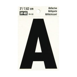 HY KO RV 50/A Reflective Letter Character: A 3 in H Character Black Character Silver Background Vinyl