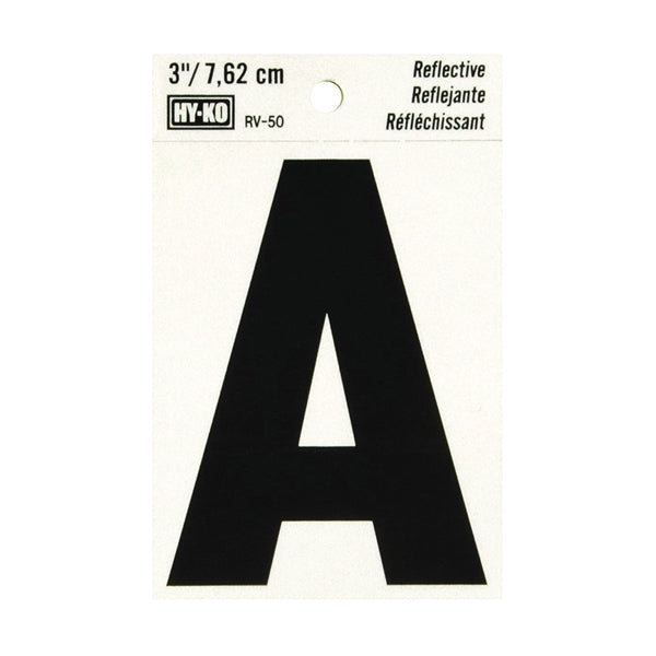 HY-KO Reflective Letter Character: A 3 in H Character Black Character Silver Background Vinyl