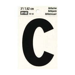 HY KO RV 50/C Reflective Letter Character: C 3 in H Character Black Character Silver Background Vinyl