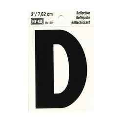 HY KO RV 50/D Reflective Letter Character: D 3 in H Character Black Character Silver Background Vinyl