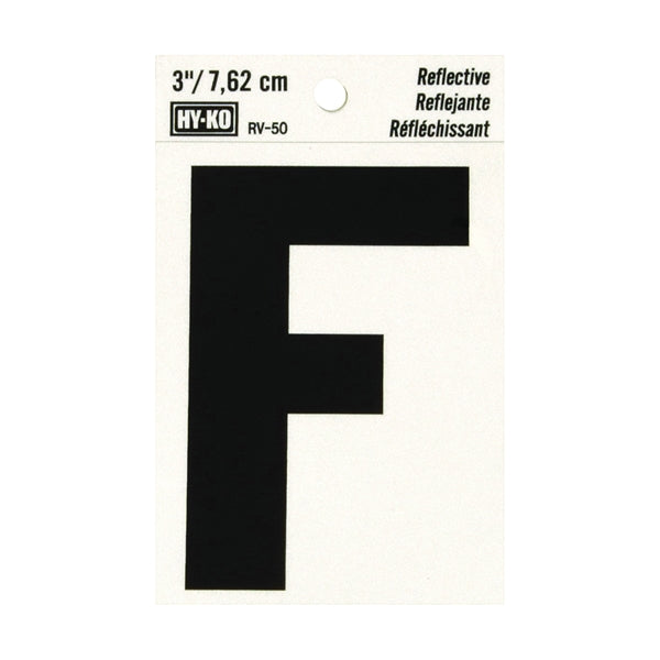 HY-KO Reflective Letter Character: F 3 in H Character Black Character Silver Background Vinyl