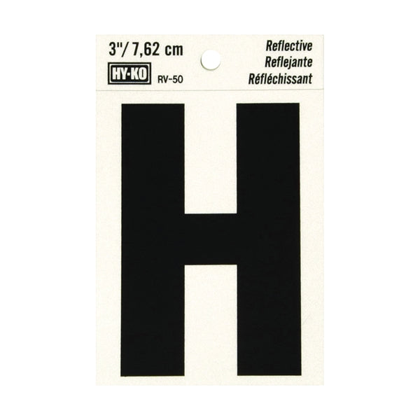 HY-KO Reflective Letter Character: H 3 in H Character Black Character Silver Background Vinyl