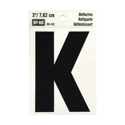 HY KO RV 50/K Reflective Letter Character: K 3 in H Character Black Character Silver Background Vinyl