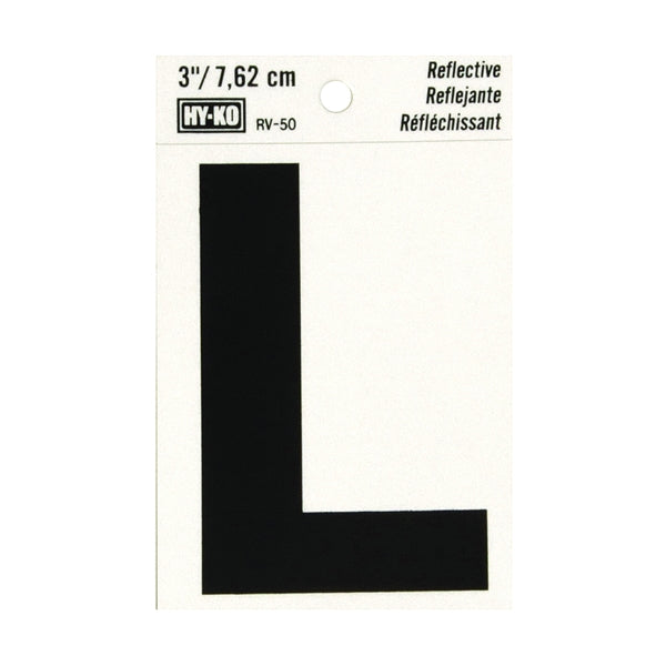 HY-KO Reflective Letter Character: L 3 in H Character Black Character Silver Background Vinyl