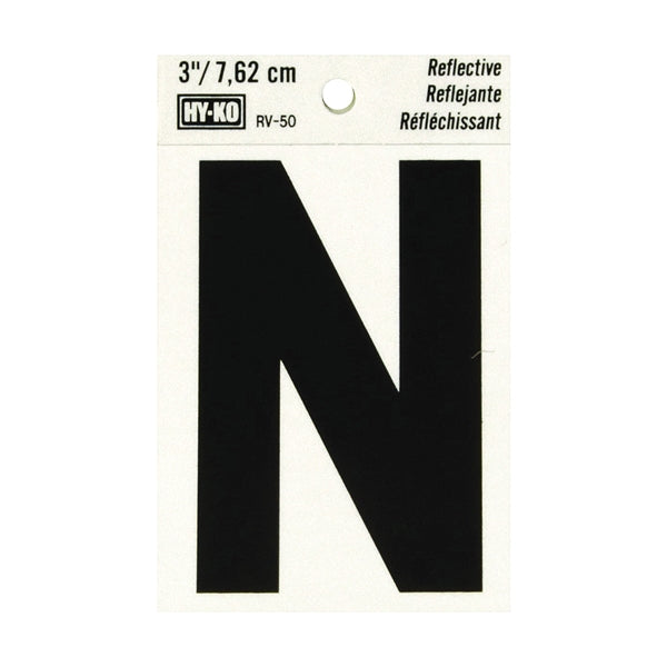 HY-KO Reflective Letter Character: N 3 in H Character Black Character Silver Background Vinyl