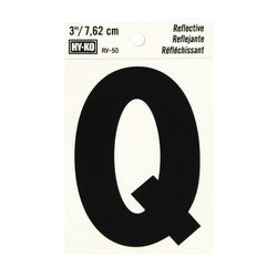 HY KO RV 50/Q Reflective Letter Character: Q 3 in H Character Black Character Silver Background Vinyl