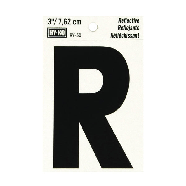 HY-KO Reflective Letter Character: R 3 in H Character Black Character Silver Background Vinyl