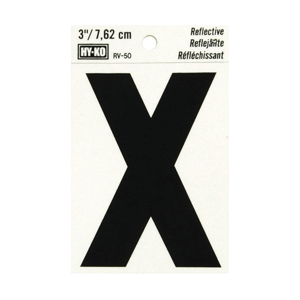 HY-KO Reflective Letter Character: X 3 in H Character Black Character Silver Background Vinyl