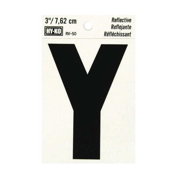 HY-KO Reflective Letter Character: Y 3 in H Character Black Character Silver Background Vinyl