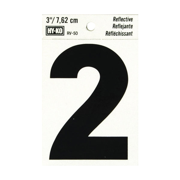 HY-KO Reflective Sign Character: 2 3 in H Character Black Character Silver Background Vinyl