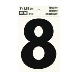 HY KO RV 50/8 Reflective Sign Character: 8 3 in H Character Black Character Silver Background Vinyl