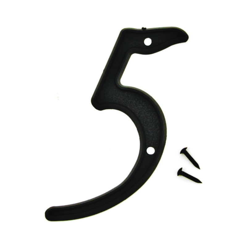 HY-KO House Number Character: 5 4 in H Character Black Character Plastic