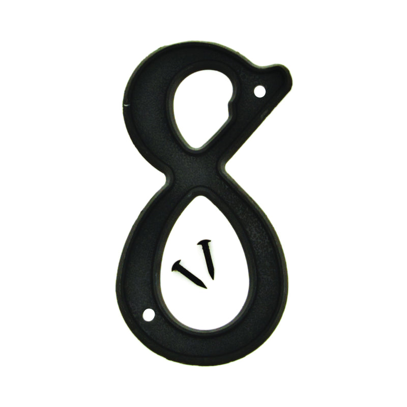 HY-KO House Number Character: 8 4 in H Character Black Character Plastic