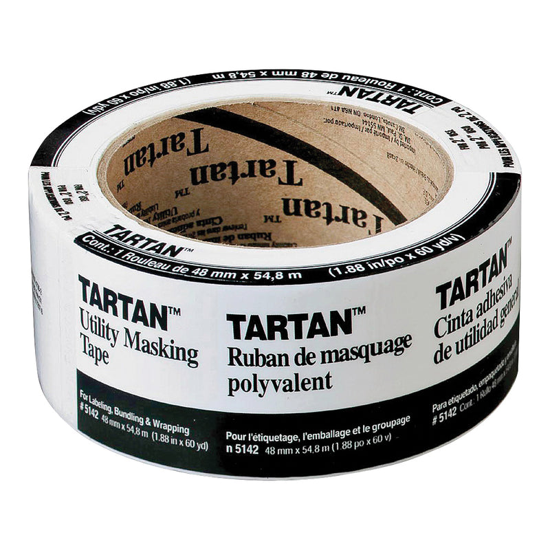 3M Tartan Masking Tape 60 yd L 2 in W Crepe Paper Backing Tan