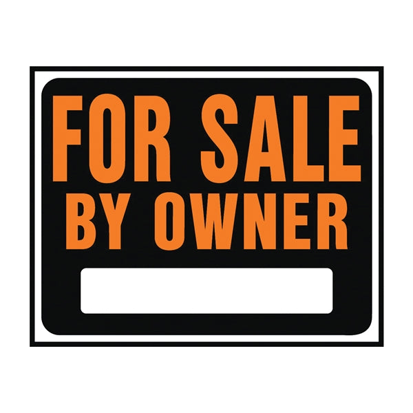 HY-KO Hy-Glo Jumbo Identification Sign For Sale By Owner Fluorescent Orange Legend Plastic