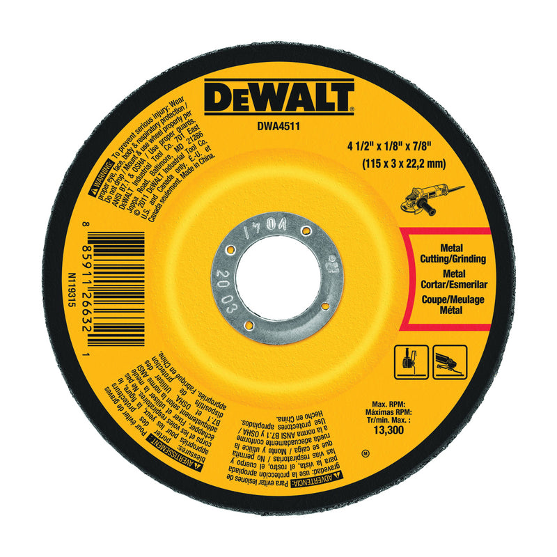 DeWALT Grinding Wheel 4-1/2 in Dia 1/8 in Thick 7/8 in Arbor 24 Grit Aluminum Oxide Abrasive