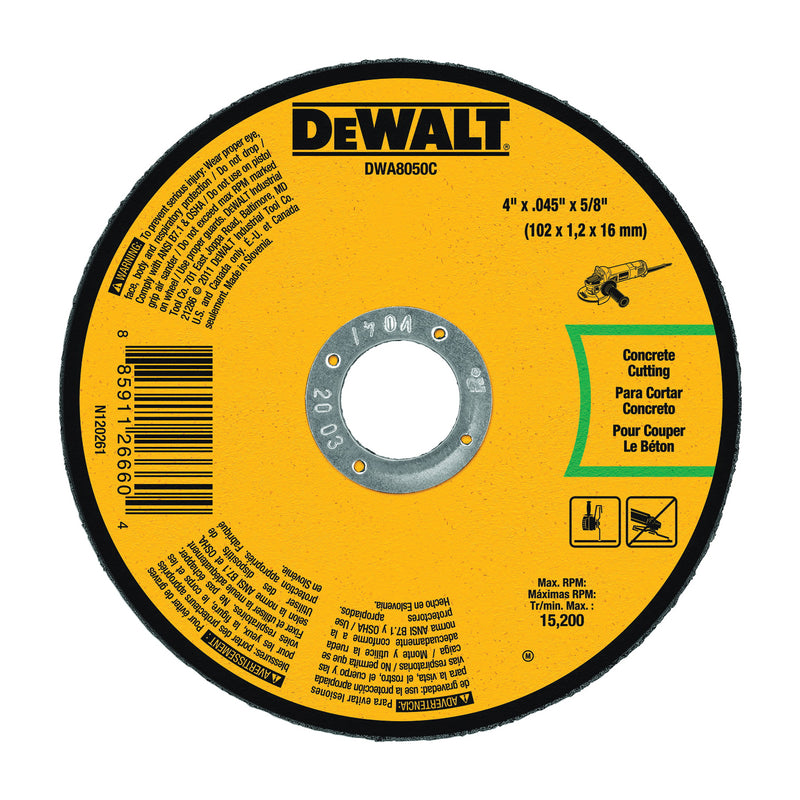 DeWALT Cutting Wheel 4 in Dia 0.045 in Thick 5/8 in Arbor Aluminum Oxide Abrasive