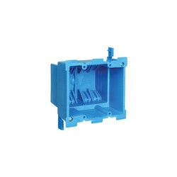 Carlon Outlet Box 2 Gang PVC Blue Clamp Mounting