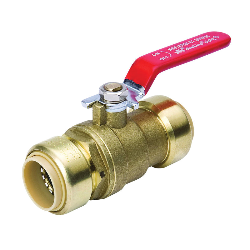 B & K Ball Valve 1/2 in Connection Push-Fit 200 psi Pressure Manual Actuator Brass Body