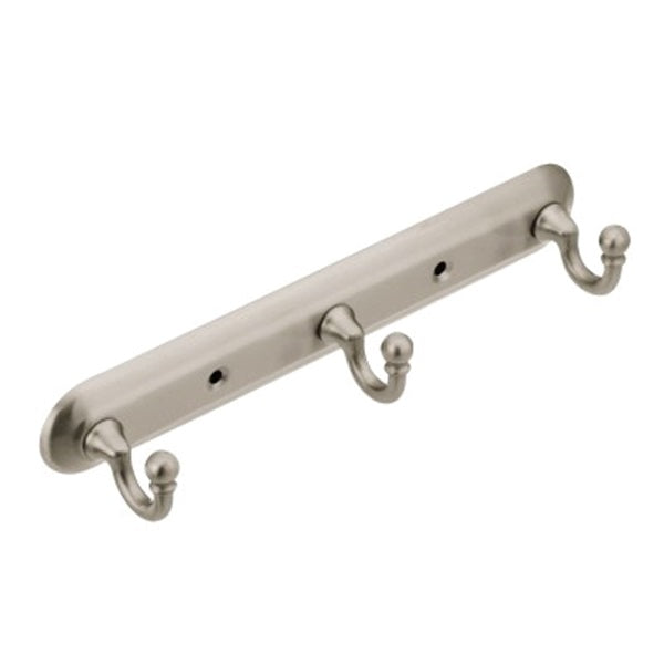 Moen Yorkshire Robe Hook 3 lb 3-Hook Zinc Brushed Nickel Screw Mounting