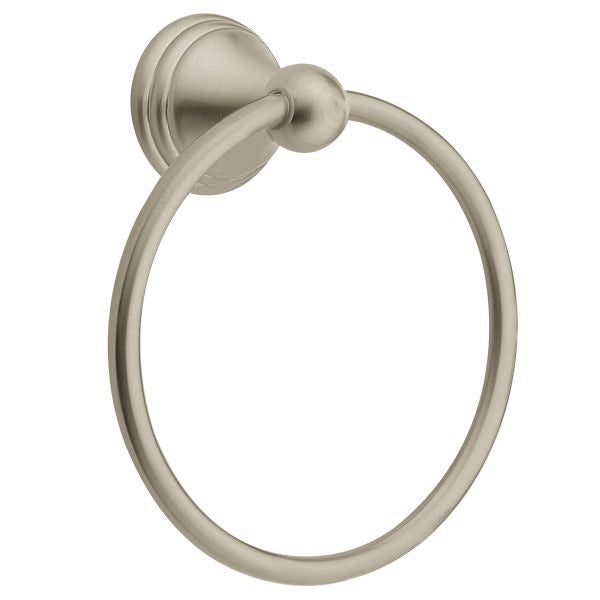 Moen Preston Towel Ring 6-1/4 in Dia Ring 22 lb Brass/Zinc Brushed Nickel Screw Mounting