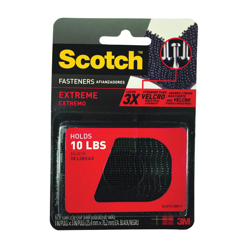 Scotch Fastener 1 in W 3 in L Black 10 lb Acrylic Adhesive