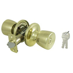 ProSource Tulip Entry Knob Set 1-3/8 to 1-3/4 in Thick Door Brass