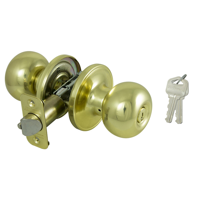 ProSource Ball Entry Knob Set 1-3/8 to 1-3/4 in Thick Door Brass