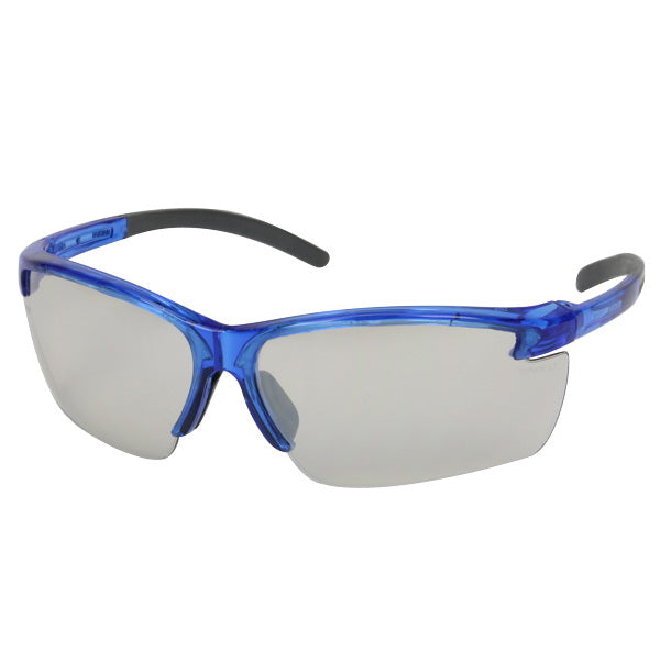 SAFETY WORKS Safety Glasses Scratch-Resistant Lens Semi-Rimless Frame Blue Frame