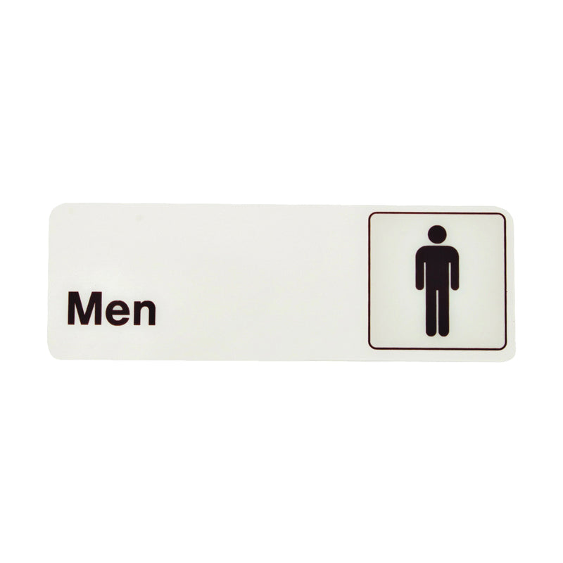 HY-KO Graphic Sign Rectangular Men Dark Brown Legend White Background Plastic 3 in W x 9 in H Dimensions