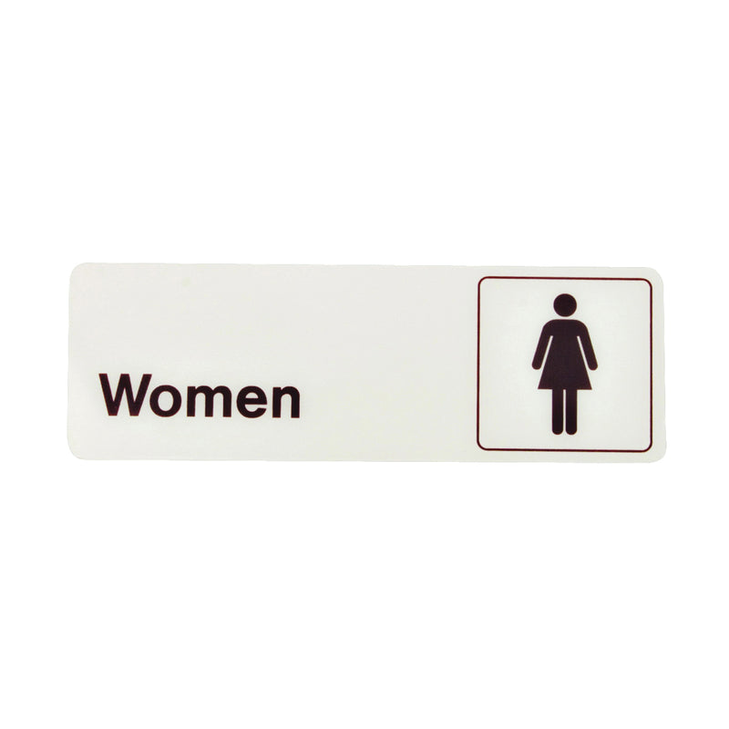 HY-KO Graphic Sign Rectangular WOMEN Dark Brown Legend White Background Plastic