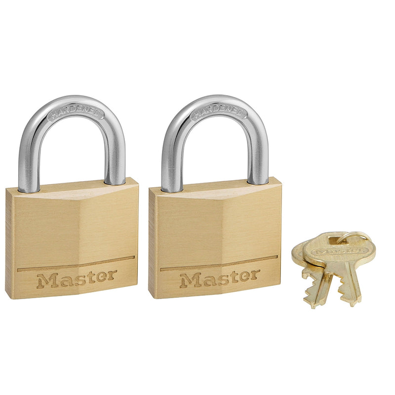 Master Lock Padlock Keyed Alike Key 1/4 in Dia Shackle Steel Shackle Solid Brass Body 1-9/16 in W Body