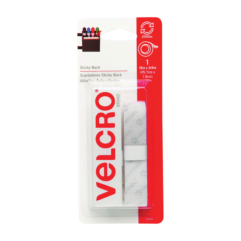 VELCRO Brand Fastener 3/4 in W 18 in L Nylon White Rubber Adhesive