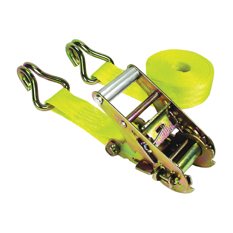 KEEPER Tie-Down 1-3/4 in W 15 ft L Polyester Yellow 1666 lb J-Hook End Fitting