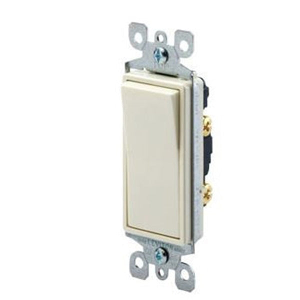 Leviton Decora Rocker Switch with Ground Screw 15 A 125/277 V Single-Pole Lead Wire Terminal