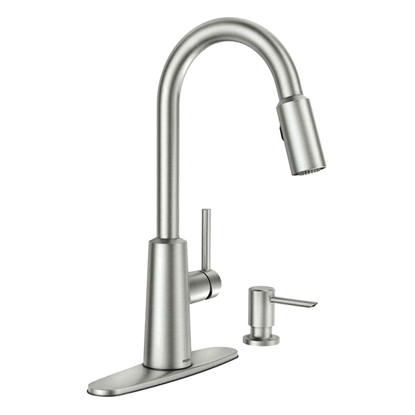 Moen Nori Kitchen Faucet 1.5 gpm 1-Faucet Handle Stainless Steel Chrome Deck Mounting Lever Handle