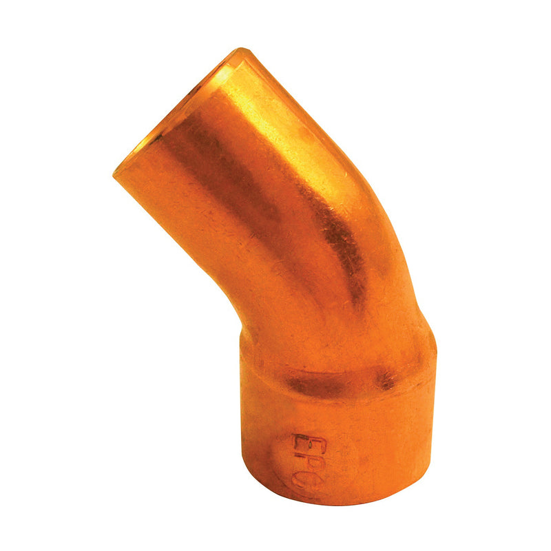 EPC Street Pipe Elbow 1 in C x FTG Sweat 45 deg Angle Copper