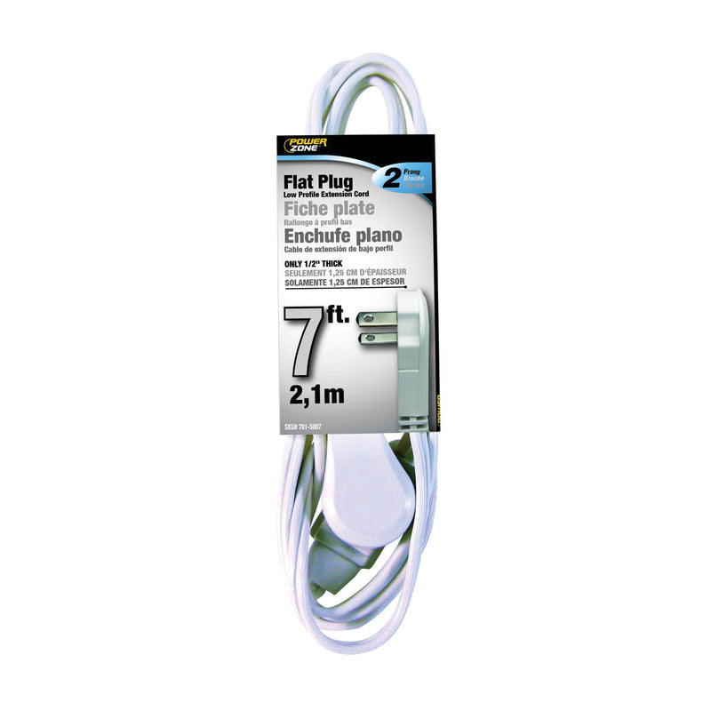 PowerZone Extension Cord 16 AWG Cable 7 ft L 13 A 125 V White