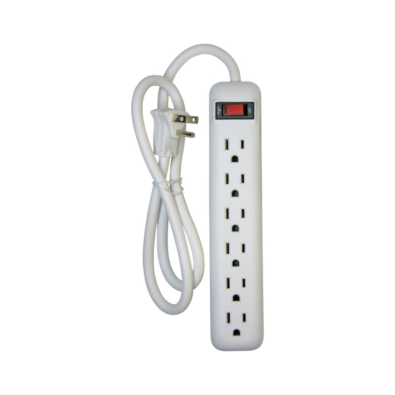 PowerZone Power Outlet Strip 6-Socket 15 A 36 in L Cable White