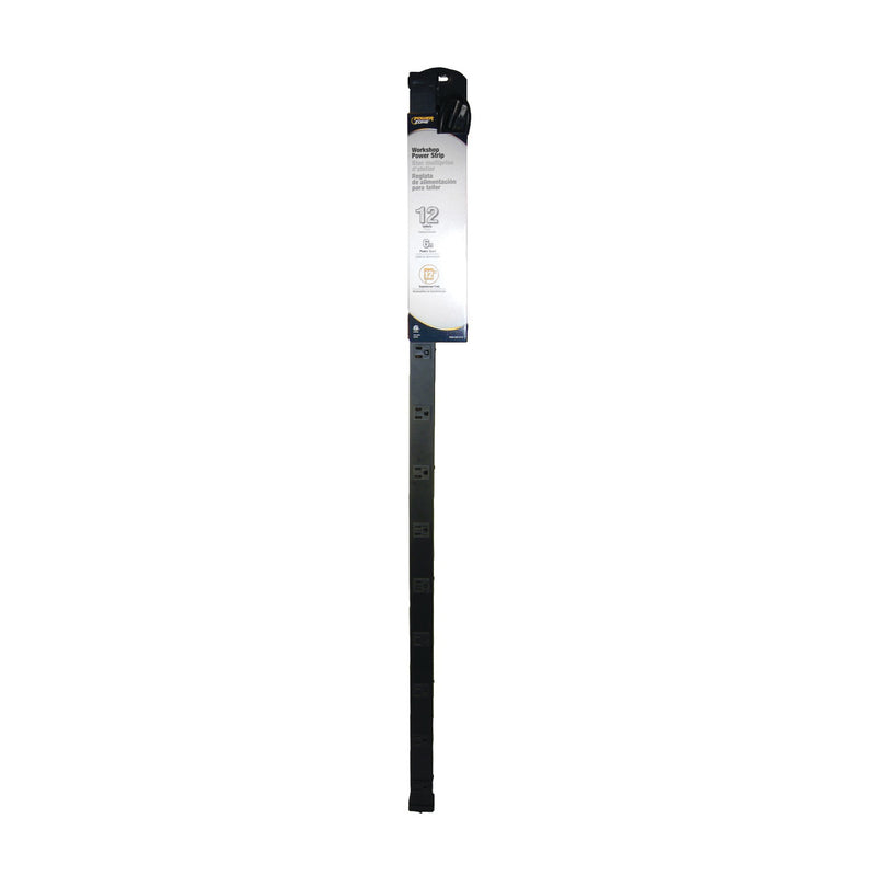 PowerZone Power Outlet Strip 12-Socket 15 A 6 ft L Cable Black