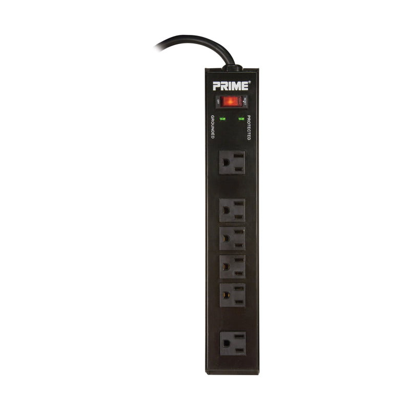 PowerZone Surge Protector Power Strip 15 A 6-Outlet 1150 J Black