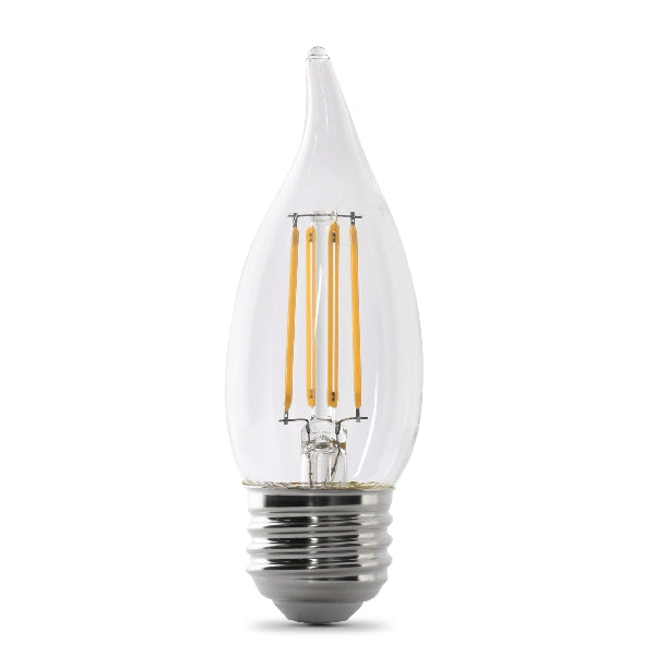 Feit Electric LED Bulb Decorative Flame Tip Lamp 60 W Equivalent E26 Lamp Base Dimmable Clear