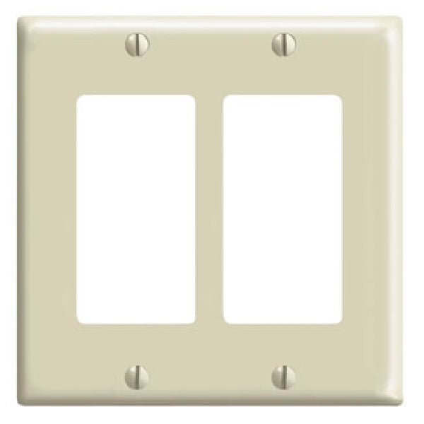 Leviton Decora Wallplate 4-1/2 in L 4.56 in W 2-Gang Thermoset Plastic Ivory Smooth