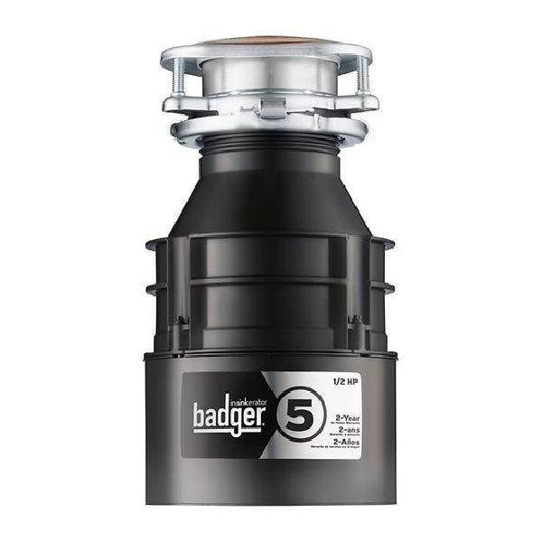 InSinkErator Badger 5 Garbage Disposal with Cord 26 oz Grinding Chamber 1/2 hp Motor 120 V Steel