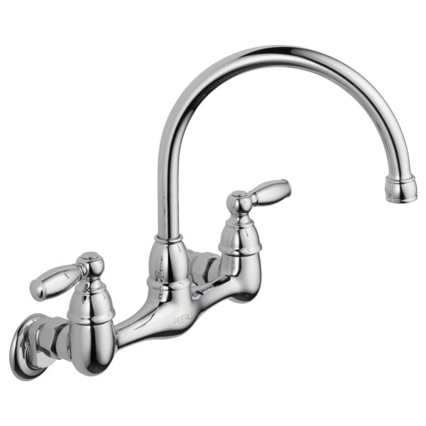 Peerless Kitchen Faucet 1.8 gpm 2-Faucet Hole Metal Chrome Wall Mounting 7 to 9 in Faucet Centers