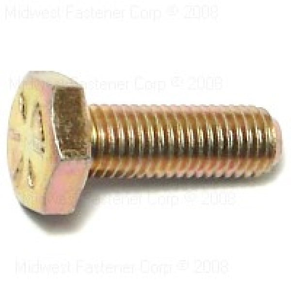 MIDWEST FASTENER Hex Cap Screw 1/4-28 Thread 3/4 in OAL 8 Grade Steel Yellow Zinc SAE Measuring Fine Thread