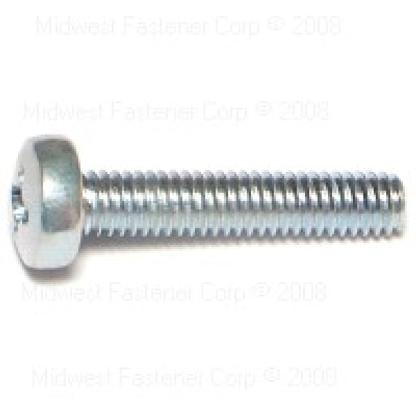 MIDWEST FASTENER Machine Screw M4-0.7 Thread 20 mm L Coarse Thread Pan Head Phillips Drive Steel Zinc