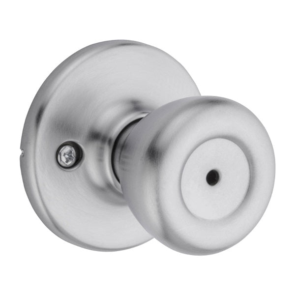 Kwikset Privacy Door Knob 1-7/8 in Dia Knob Metal Satin Chrome